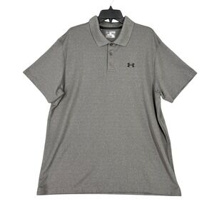 Under Armour Polo‎ Shirt HeatGear Gray Loose Fit Golf Performance Tech  Mens 2XL